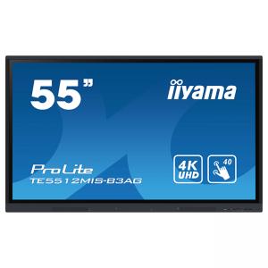 Интерактивен тъч дисплей iiyama te5512mis-b3ag, 55 инча, ips, 4k 3840 x 2160, 400cd/m2, 8ms, puretouch-ir, tech-16775