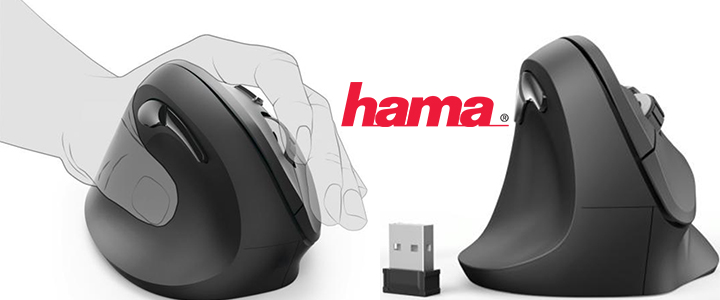 Безжична ергономична мишка HAMA EMW-500L, за лява ръка, USB, 1000/1200/1400 dpi, Черен, HAMA-182697